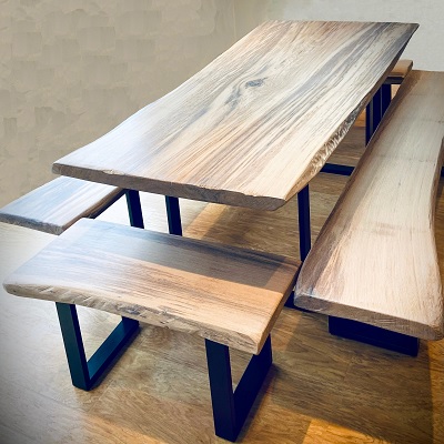 Bespoke oak dining table set